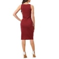 thumbnail image 3 of INSPIRE CHIC Women's Bodycon Sleeveless Spaghetti Strap Club Party Cocktail Midi Dress Wine Red S, 3 of 5