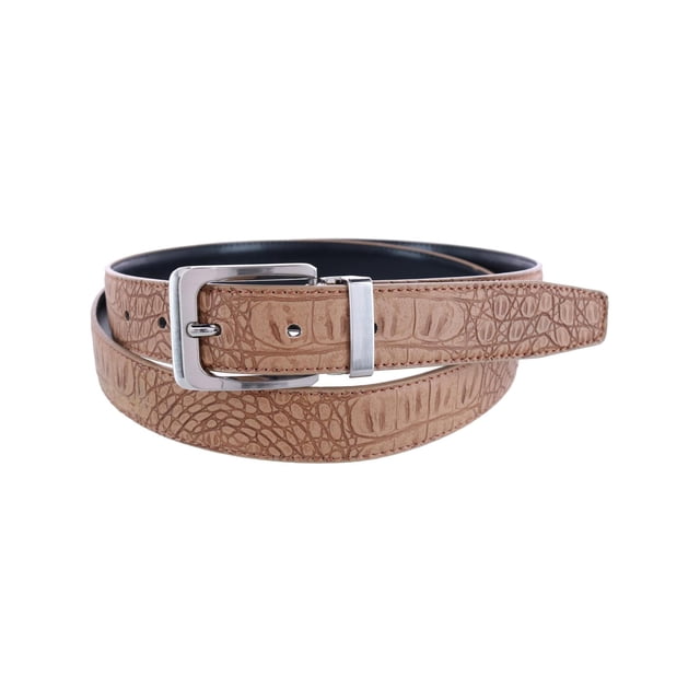 CTM® Ceinture à Boucle à Pince Réversible en Cuir Mat à Imprimé Croco
