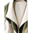 thumbnail image 3 of Female'S Hooded Trench Coat Lapel Button Down Jacket Color Block Mid-Length Windbreaker Apricot M, 3 of 4