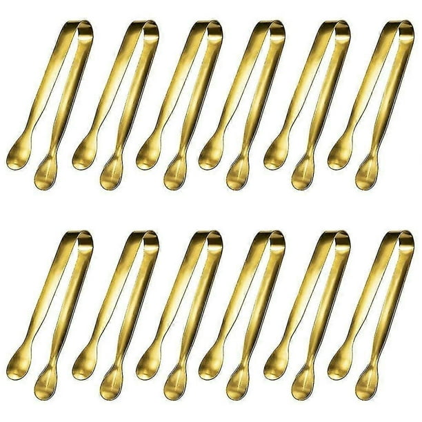 Stainless Steel Kitchen Tongs 12-Piece Gold Mini Serving Utensils Set for Party Dining, Tea Coffee Bar