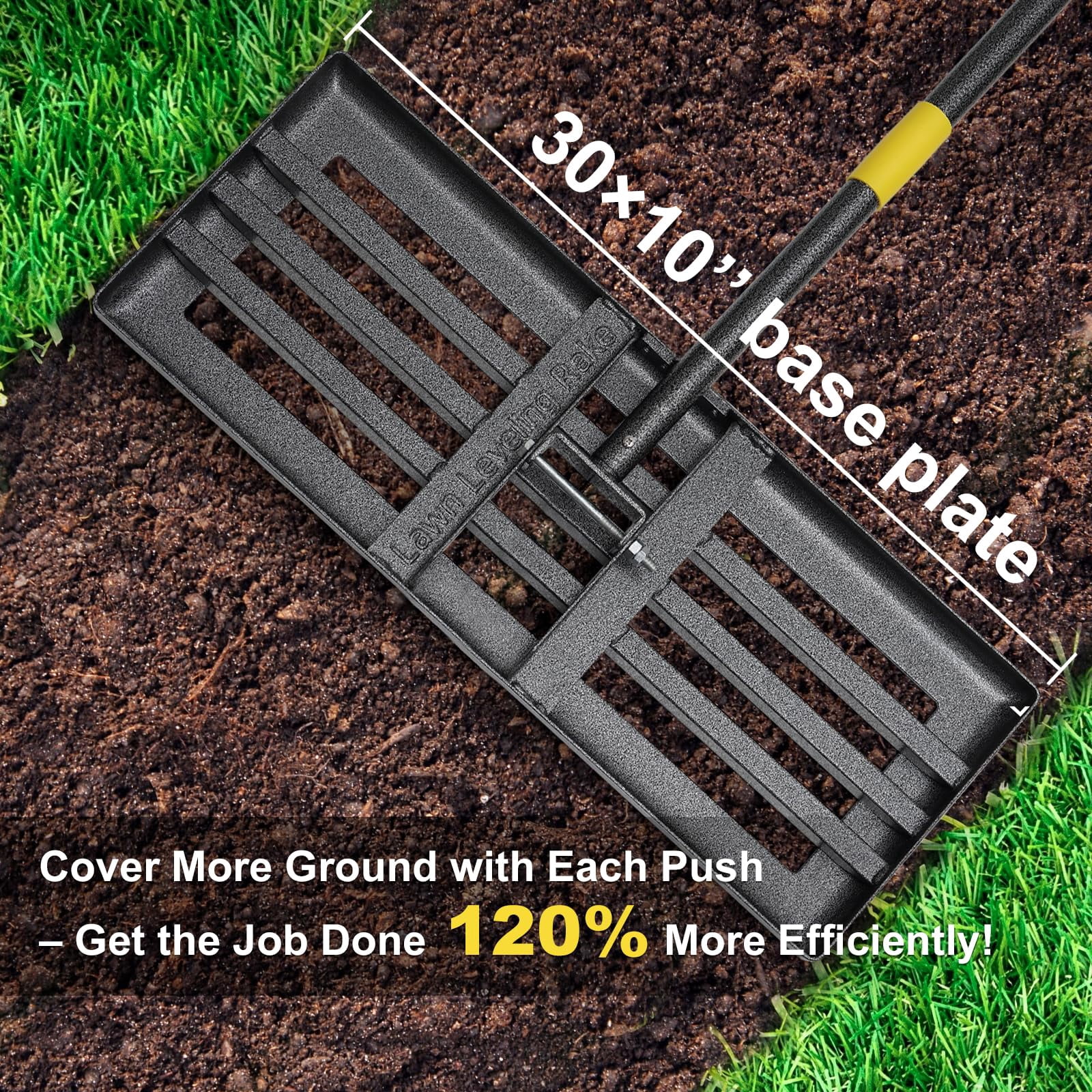 CHEASYOU Lawn Leveling Rake 6ft 26''×10'', Heavy Duty Level Tool with Curved Edge, Long Handle Lawn Leveler for Yard Garden Golf Course
