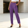 thumbnail image 5 of Xijirk Solid High Waist Pleated Cropped Tapered Dress Pants with Side Pockets for Women office Casual Daily Wear Size:M, 5 of 6