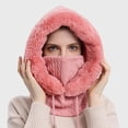 thumbnail image 2 of Women’s Knitted Beanie Hat with Face Cover - 3 in 1 Winter Balaclava with Mask Scarf Ear Muffs Pompom Fleece Lined Snow Caps, 2 of 7