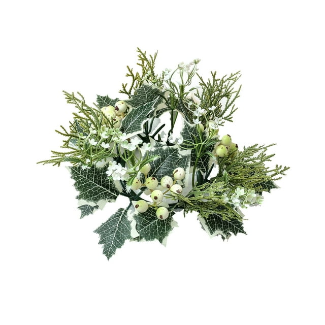 Anillos de velas Guirnalda Verde Candelabros Guirnaldas Decoración floral Centro de mesa rústico decorativo para Pascua, Fiesta, Boda, Adornos blanco Macarena Coronas De Anillos De Velas