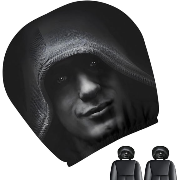2PCS Scare Seats, Horror Face Car Headrest Cover, Stretchy Polyester