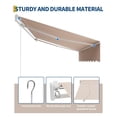 thumbnail image 7 of 13 ft x10 ft Manual Retractable Awning, Waterproof Sun Shade Patio Awning, Heavy Duty Aluminum Frame, 280 g Polyester Fabric, Adjustable Roll Out Awning for House, for Deck, Porch, Beige, 7 of 7