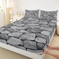 thumbnail image 5 of Castle Fairy Abstract Rock Slate Texture King Sheets 4pcs,Geometric Stacked Stone Block Bedding,Charcoal Gray,1 Flat Sheet, 1 Fitted Sheet and 2 Pillowcases, 5 of 7