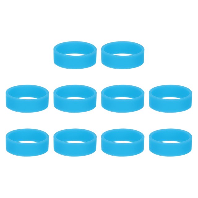10Pcs Silicone Rubber Bands Non-slip 1.22 Inch Flat for Books, Light Blue