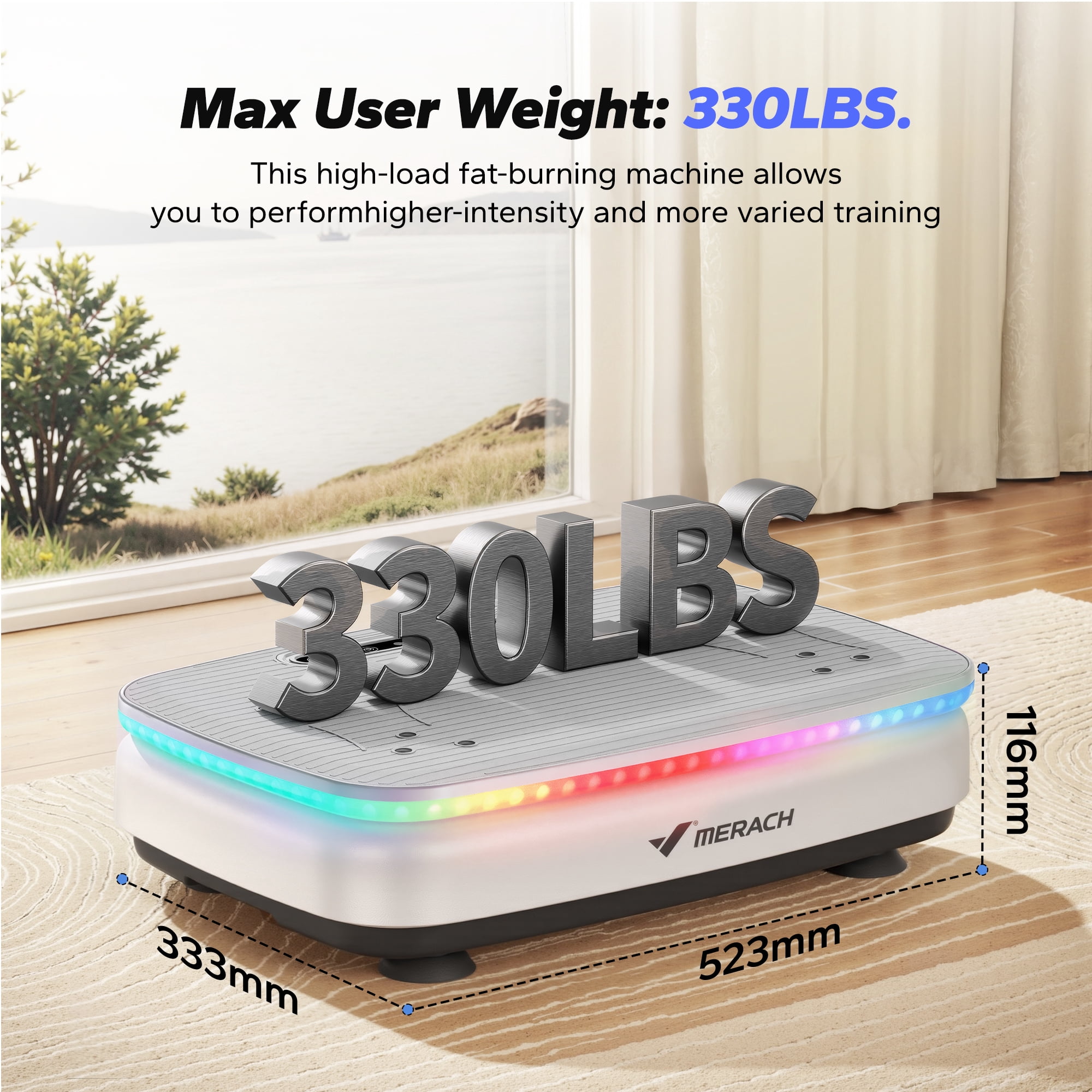 MERACH Vibration Plate Exercise Machine, 330lb Capacity, Bluetooth, Whole Body Workout Fitness Platform, Gift