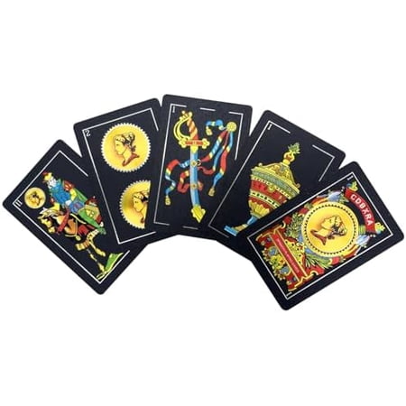 Spanish Playing Cards, Original Spanish Cards Games Deck of Cards, Briscas Cards Puerto Rico Mexican Playing Cards (Black - 1)