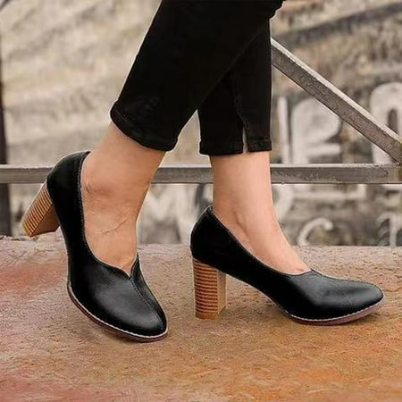 

Aueoeo Shoes Work Boots Women High Heel Shoes Solid Color Wear-Resistant Slip-On Pointed Fashion Casual Ankle Boots Womens Boots Clearance Sale