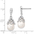 thumbnail image 4 of Sterling Silver Cheryl M Rh-P Cz Fwc Pearl Post Dangle Earrings (25 X 10) Made In China qcm839, 4 of 5