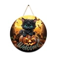 thumbnail image 2 of Hbdhejl Halloween Welcome Sign For Front Door Halloween Door Signs With Pumpkin Dark Ambience Hanging For Home Hallween Party (11.81 Inch), 2 of 9