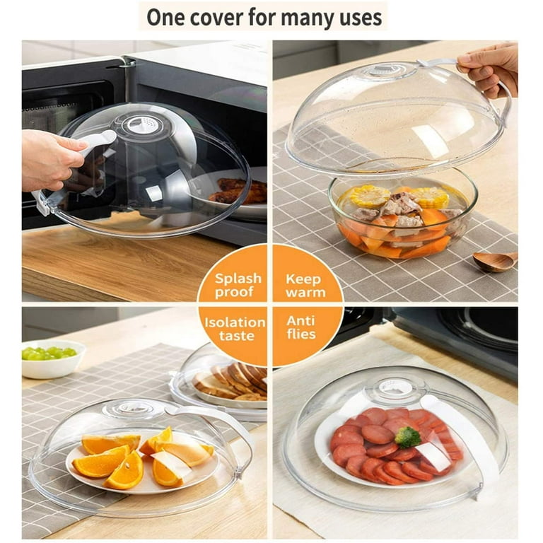 2 Pack Microwave Splatter Cover, Transparent Cover, Microwave Plate Cover  Lid wi