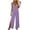 Purple, variant on Two Piece Outfits for Women Lounge Sets V-Neck Jumpsuit With Adjustable Straps Side Slits And Pockets