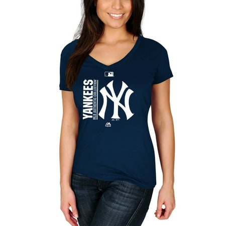 New York Yankees Authentic Dugout New York Yankees Majestic Women's Authentic Collection Team Icon V-Neck T-Shirt - Navy ()