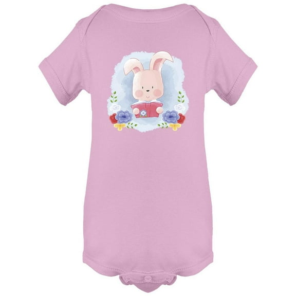 Cute Bunny Reading A Book Design Bodysuit Infant -Image by Shutterstock, 12 Months