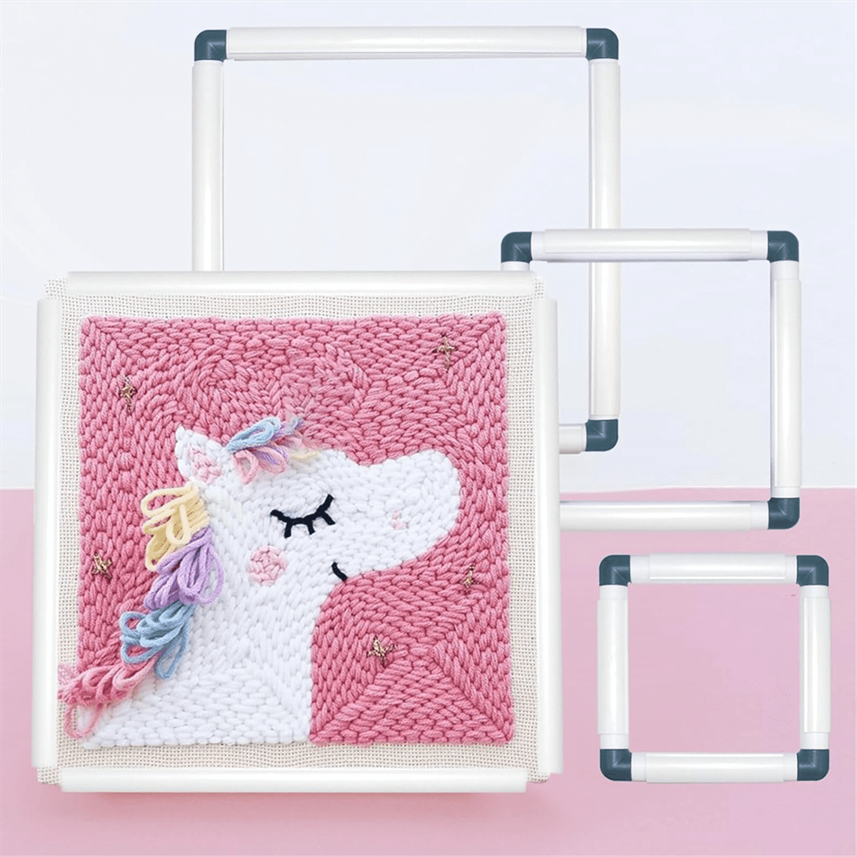 3-Pack Square Embroidery Hoops Hoops Punch Needle Hoops Embroidery Quilting Frame,Blue Blue Plastic