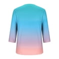 thumbnail image 4 of Women's Plus Size V Neck 3/4 Sleeve Blouse Tops Shirts Tunics Floral Print Loose Fit Casual Daily Wear Work Office Vacation Fashion Essential Gift for Women | Sopatenor,Sky Blue XL, 4 of 8
