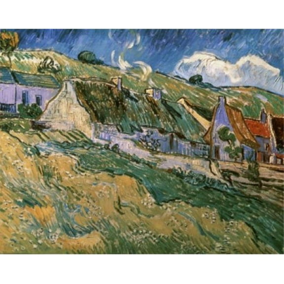 Thatched Cottages 1890 Vincent Van Gogh 1853-1890 Dutch Oil on Canvas Hermitage Museum St Petersburg - 18 x 24 in.