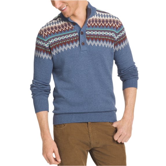 IZOD Mens Mock-Neck Textured Pullover Sweater, Blue, XX-Large
