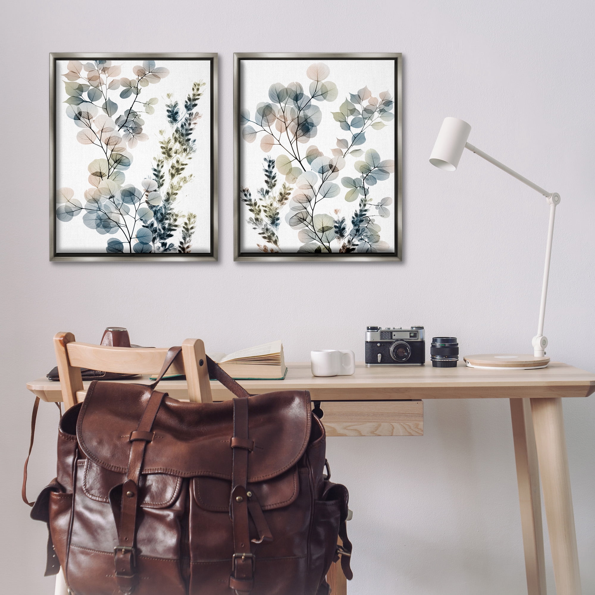 Stupell Industries Collage of Translucent Plants Botanical & Floral Photography Gray Floater Framed Canvas Art Print Wall Art, 25 x 31, Set of 2