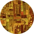 thumbnail image 1 of Ahgly Company Machine Washable Indoor Round Patchwork Yellow Transitional Area Rugs, 4' Round, 1 of 4