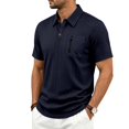 thumbnail image 6 of KLHDSF Men's Polo Shirts Short Sleeve Casual All Season Collar Shirts Soft Breathable Polo Tee Shirts Classic Golf Tops Navy L, 6 of 9