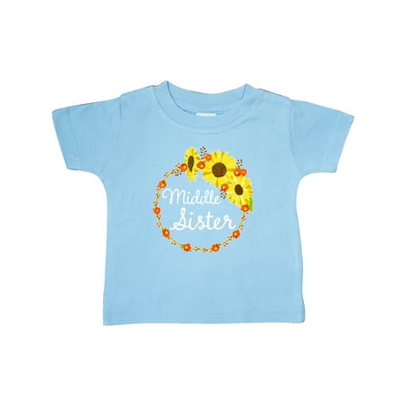 

Inktastic Middle Sister Sunflower Wreath Gift Baby Boy or Baby Girl T-Shirt