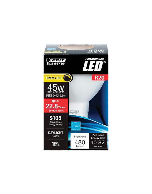 FEIT Electric 5 watts R20 LED Bulb 450 lumens Daylight Reflector 45 Watt Equivalence - Walmart.com