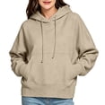thumbnail image 6 of Dgankt Women's Oversized Cropped Hooded Pullover Sweatshirt Long Sleeve Drop Shoulder with Kangaroo Pocket, 6 of 9