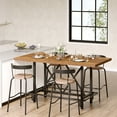 thumbnail image 4 of Tribesigns Dining Table for 6 People, Industrial Rectangular Kitchen Table with Metal Footrest for Dining Room (Rustic Brown), 4 of 17