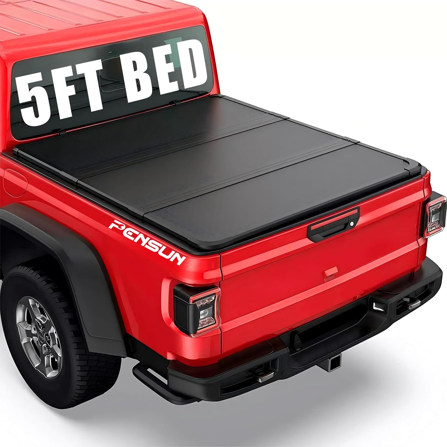 HOUGEET 5FT Tri-Fold Hard Truck Bed Tonneau Cover Fit for 2020-2025 Jeep Gladiator On Top (60inch) All Weather