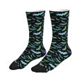 thumbnail image 4 of Crew Socks for Women Men, blue green bats cool  Moisture Running Athletic Football Striped Socks Cushion Tube Socks, 4 of 7