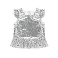 thumbnail image 3 of iiniim Kids Girls Mermaid Outfits Short Flutter Sleeves Sparkly Sequins Top for Halloween Carnival Theme Party, 3 of 7