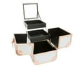 thumbnail image 2 of Impressions Vanity SlayCube Makeup Travel Case with Vanity Top Mirror(White & Rose Gold Studded), 2 of 11