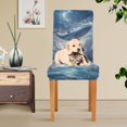 thumbnail image 4 of Yayeee 4 Pack Dining Chair Covers Stretch Parson Chairs Slipcovers Seat Protector, Night Floating Whale, 4 of 6