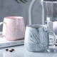 thumbnail image 4 of Taza de cerámica con patrón de mármol de lujo chapada en oro con asa tazas mañana leche café té taza rosa gris pareja regalo hogar 1 Uds Xemadio 2030166-2, 4 of 4