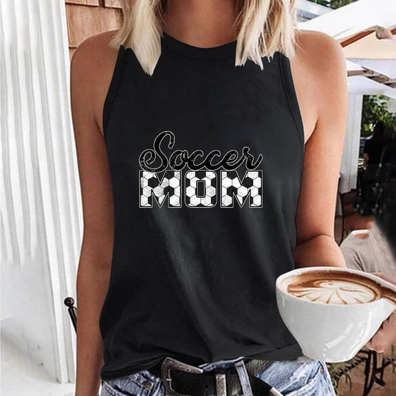 Meichang Soccer Mom Tank Tops for Women High Neck Tank Top Sleeveless Soccer Game Day Shirts Funny Mothers Day Tank Tops