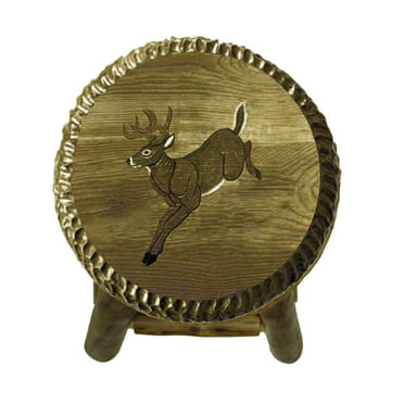 Zeckos Rustic Handcrafted Wood Carved Deer Bar Stool 24 in.