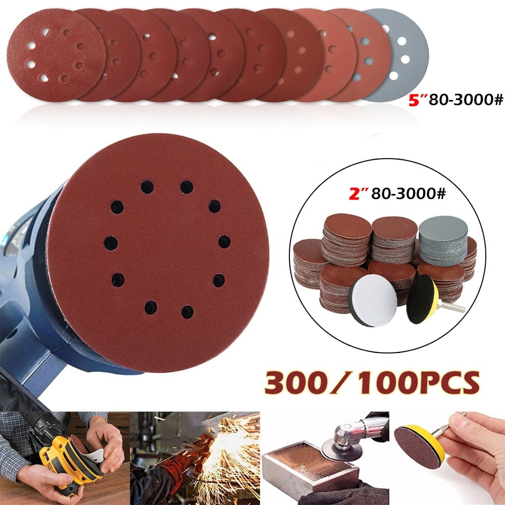 100Pcs 125mm Sanding Discs Orbital Sander Self Adhesive Pads 80-3000 Mixed Grits 