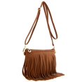 thumbnail image 2 of Small Fringe Crossbody Bag with Wrist Strap (Tan), 2 of 10