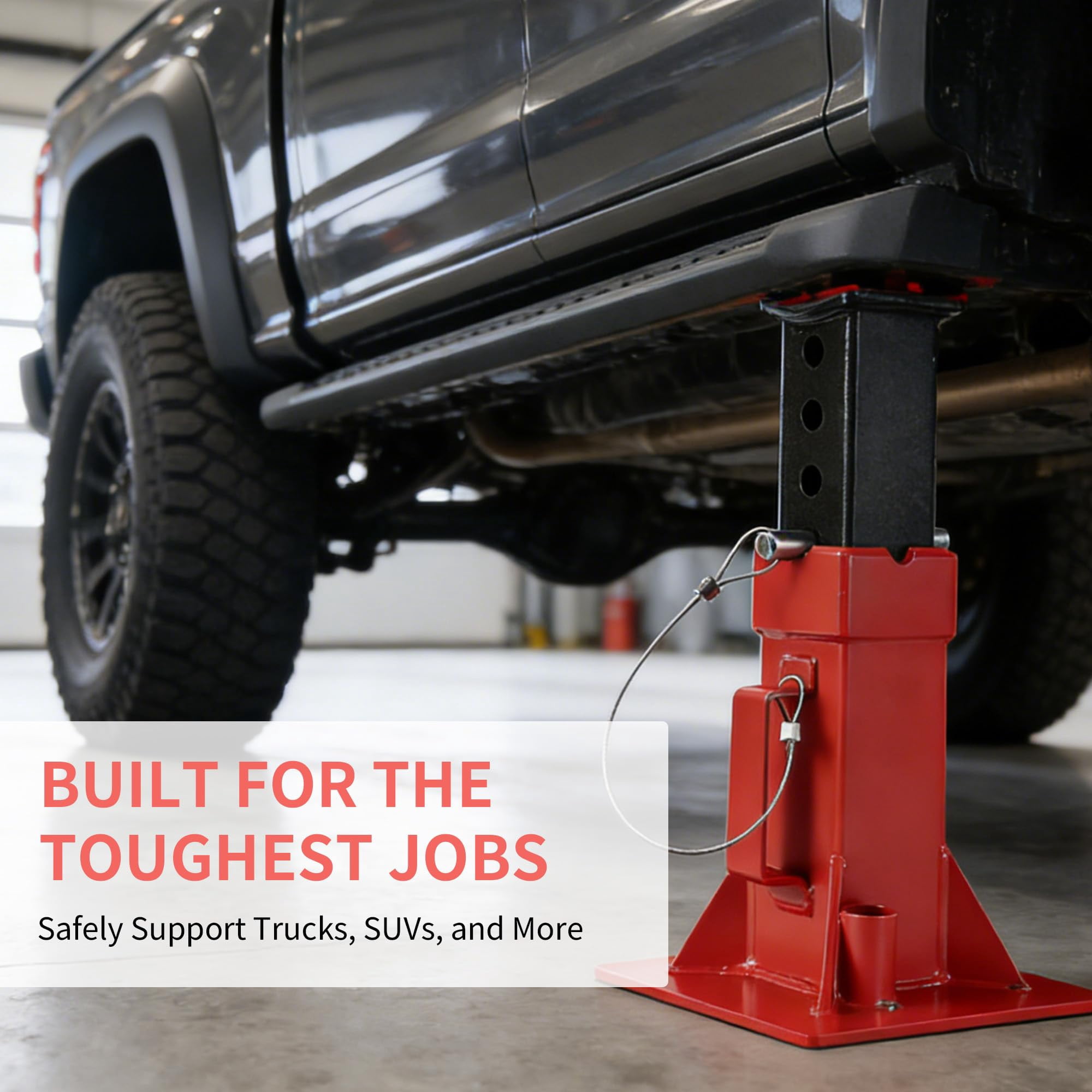 M optimized 22 Ton Jack Stands Set of 2, Heavy Duty Pin Type Jack Stand Supports for Trucks, RVs, and SUVs, 13"-19.6" Adjustable Height, Professional Garage and Shop Equipment
