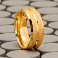thumbnail image 1 of Rose Gold Color Brushed Deer Antler and Meteorite Rings Fashion Men Stainless Steel Rings for Men Wedding Band Jewelry Gift, 1 of 7