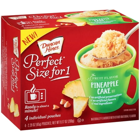 (6 Pack) Duncan HinesÃÂ® Perfect Size for 1ÃÂ® Fruit Flavor Pineapple Cake Mix 4 ct