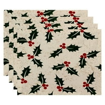 Simply Daisy 18" x 14" Allover Holly Floral Print Placemats, Set of 4