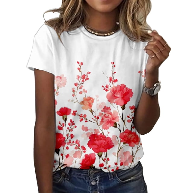 Camiseta ZOCANIA con estampado floral para mujer en mezcla de algodón