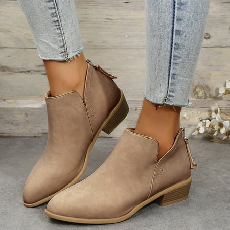 

Cathalem Womens Boot Size 6 Ladies Boots Square Heel Short Boots Casual Shoes Fashion Soft Sole Ladies Booties Women Boots Khaki 8.5
