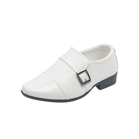

Fangasis Boys Lightweight Dress Shoes Chunky Beginner Dance Shoe Party Professional 235 White 11.5C