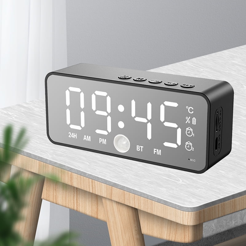 Stylish Design Classical Wooden Desk Table Clock Temperature Humidity 